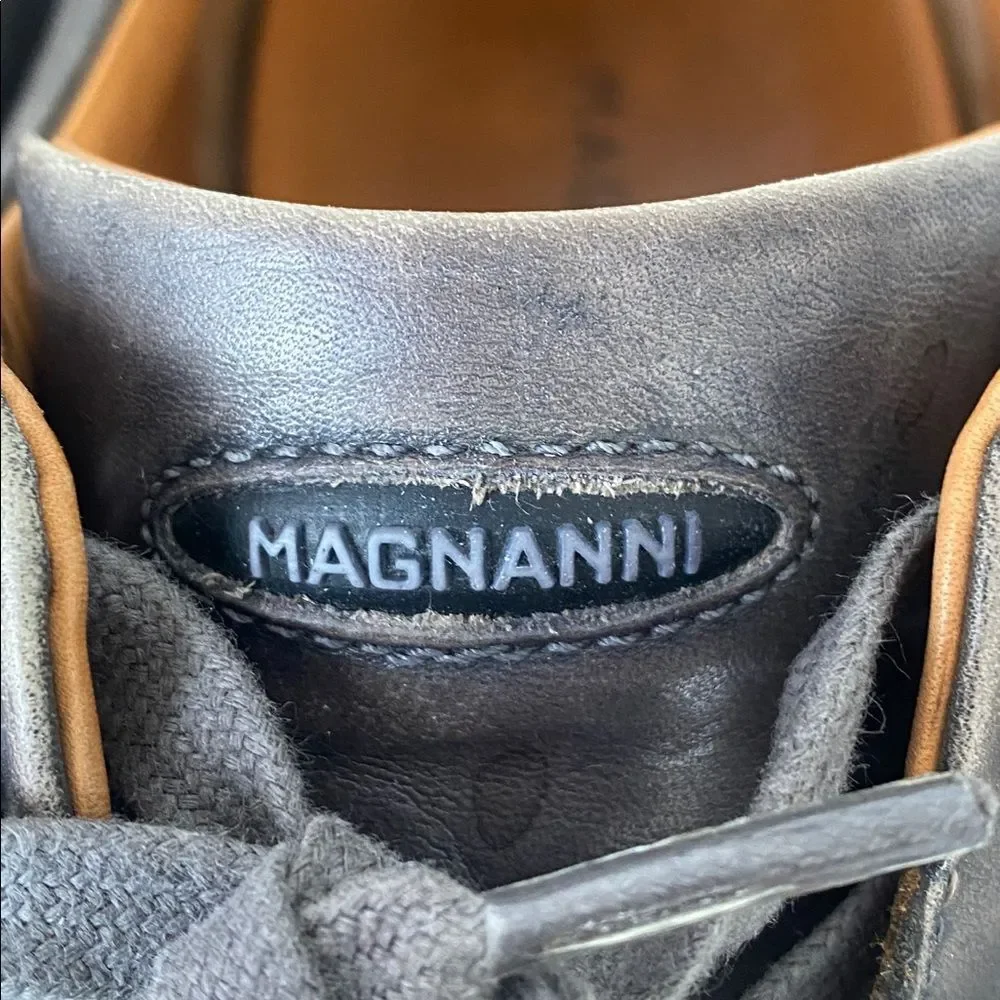 Magnanni Cristian Sneakers Distressed Gray Color Leather Lace-Up 9.5 Sleek